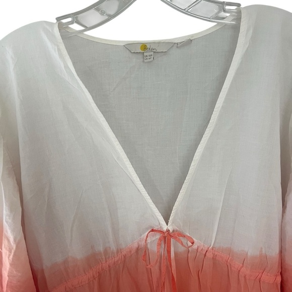 BODEN Maxi Long Empire Kaftan Orange Dip Dye Kimono Beach Cover Up Dress US 6 - Picture 5 of 10
